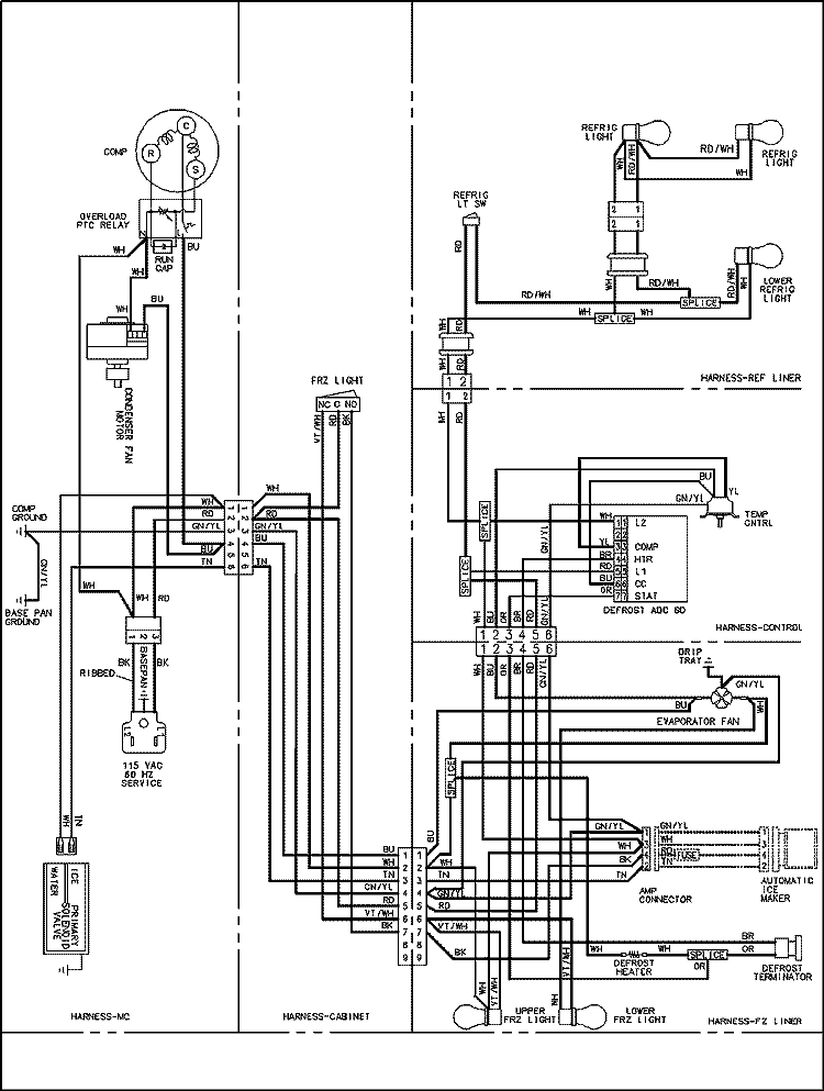 WIRING INFORMATION Diagram and Parts List for GSB2654HEQ  Maytag Refrigerator