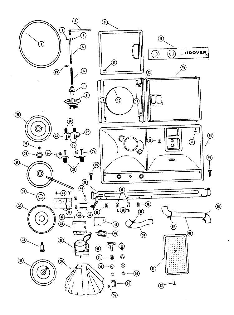 PULSATORBELT Diagram and Parts List for 0519-10  Hoover Washer