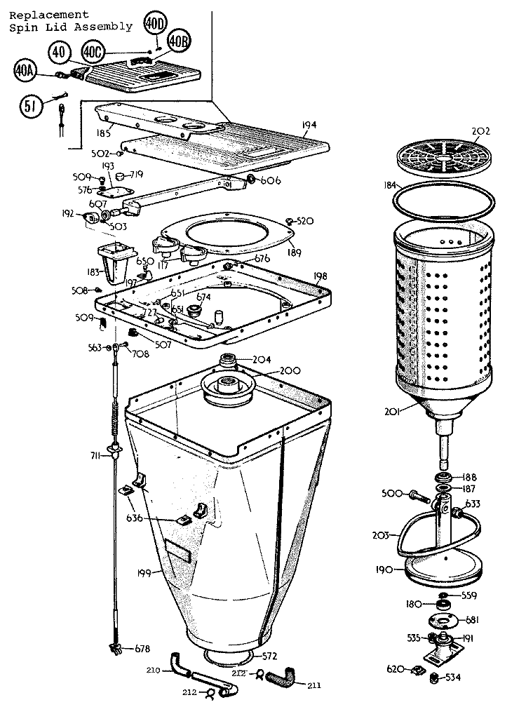 SPINCAN Diagram and Parts List for 0612  Hoover Washer
