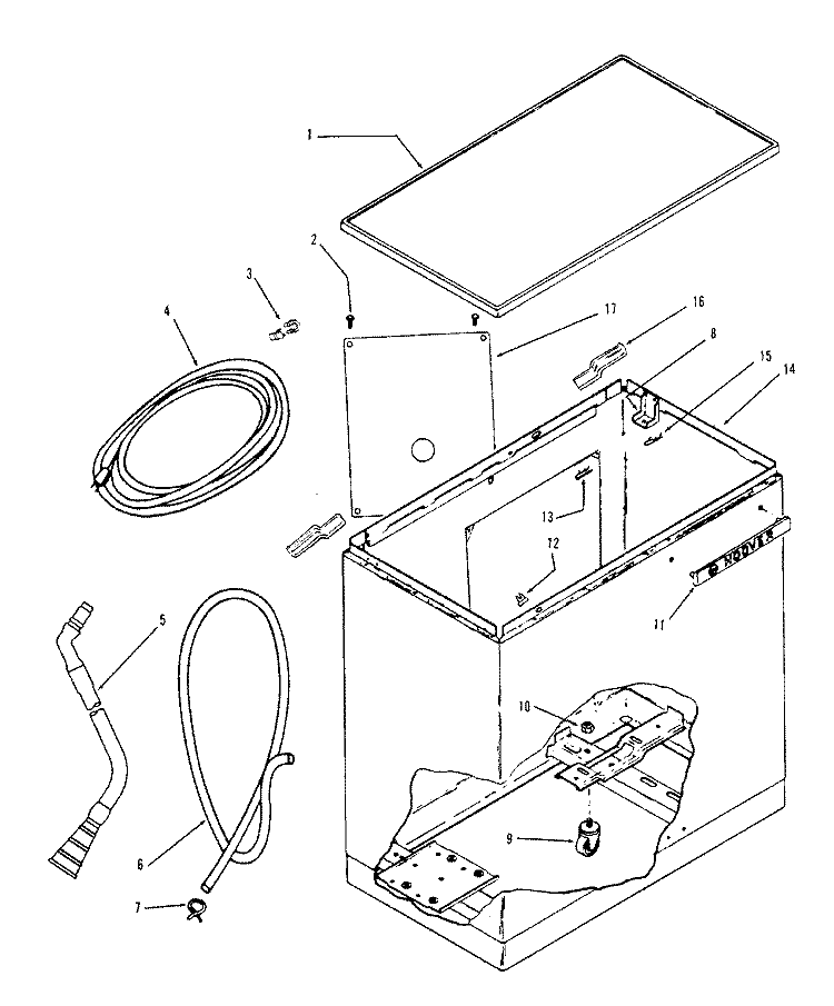 FILLHOSE Diagram and Parts List for 0617-61  Hoover Washer