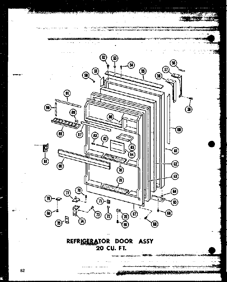 Refrigerator Door Assy 20 Cu. Ft. Diagram and Parts List for T16J-P60178-1W  Amana Refrigerator