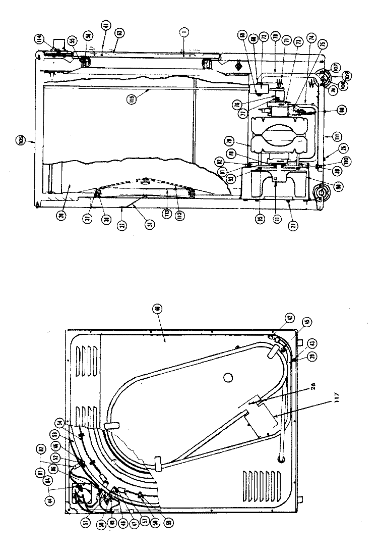 MOTOR ASSEMBLY, HEATINGCOIL, THERMOSTAT Diagram and Parts List for 0920  Hoover Dryer
