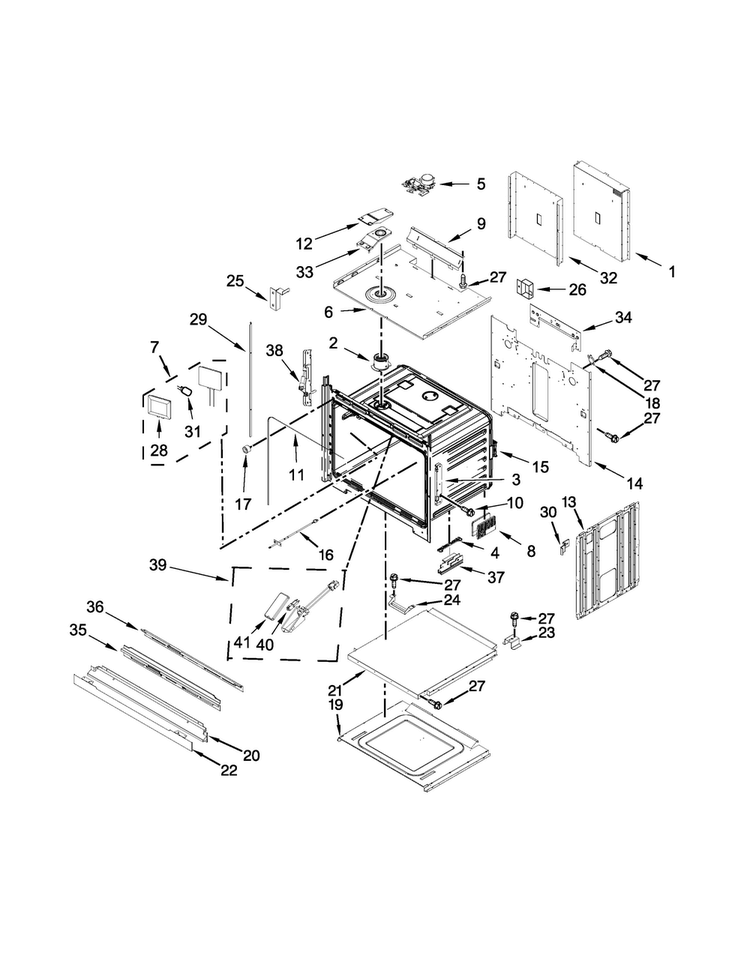Oven Parts Diagram and Parts List for JJW3830DB00  Jenn-Air Wall Oven
