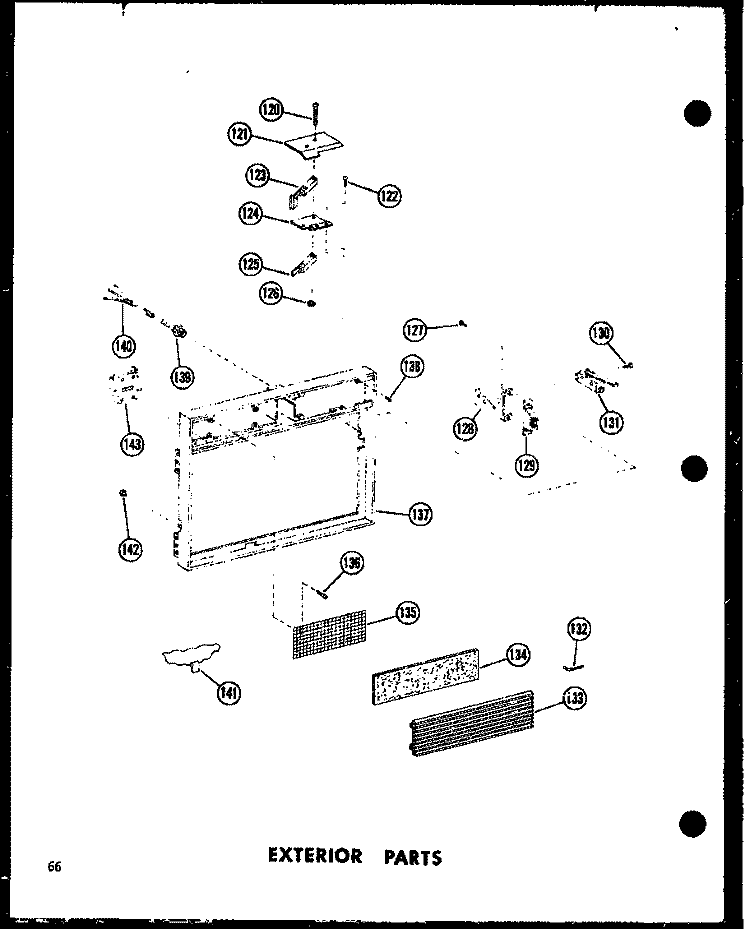 EXTERIOR PARTS Diagram and Parts List for RC-7D P7130102M Amana Microwave