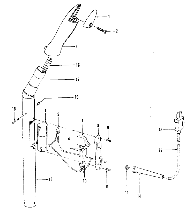 HANDLE Diagram and Parts List for U6003---  Hoover Upright Vacuum