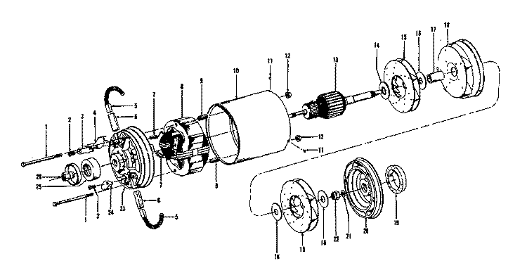 MOTOR ASSEMBLY Diagram and Parts List for U6003---  Hoover Upright Vacuum