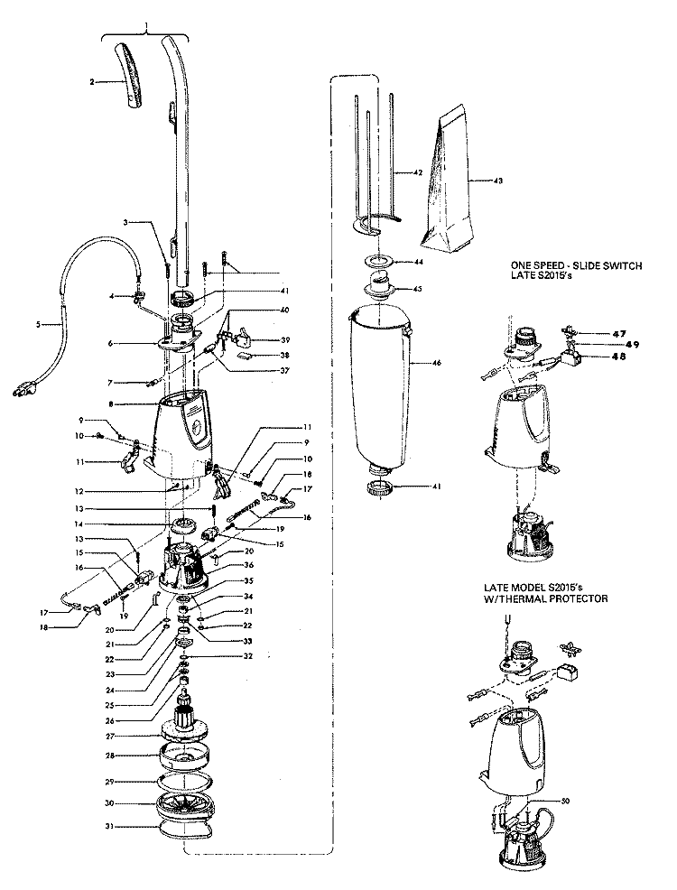 MOTOR ASSEMBLY, BAG & MOTORHOUSING Diagram and Parts List for S2013---  Hoover Upright Vacuum