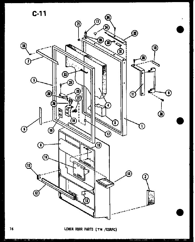 Lower Door Parts Diagram and Parts List for TM14F-A-P75658-2WA  Amana Refrigerator