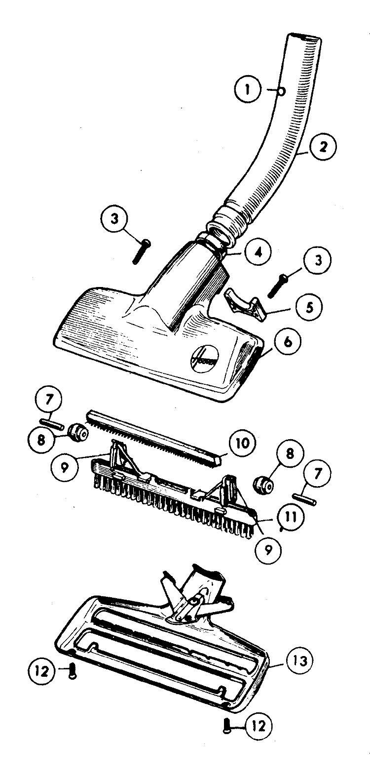 RUG_FLRNOZZLE Diagram and Parts List for 2940  Hoover Washer