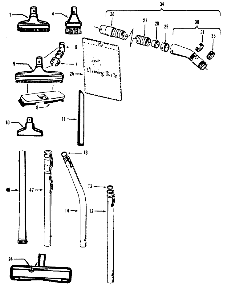 CLEANINGTOOLS Diagram and Parts List for 334  Hoover Upright Vacuum