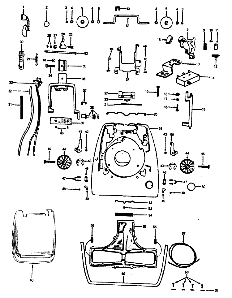 MAINBODY, HOOD Diagram and Parts List for 334  Hoover Upright Vacuum