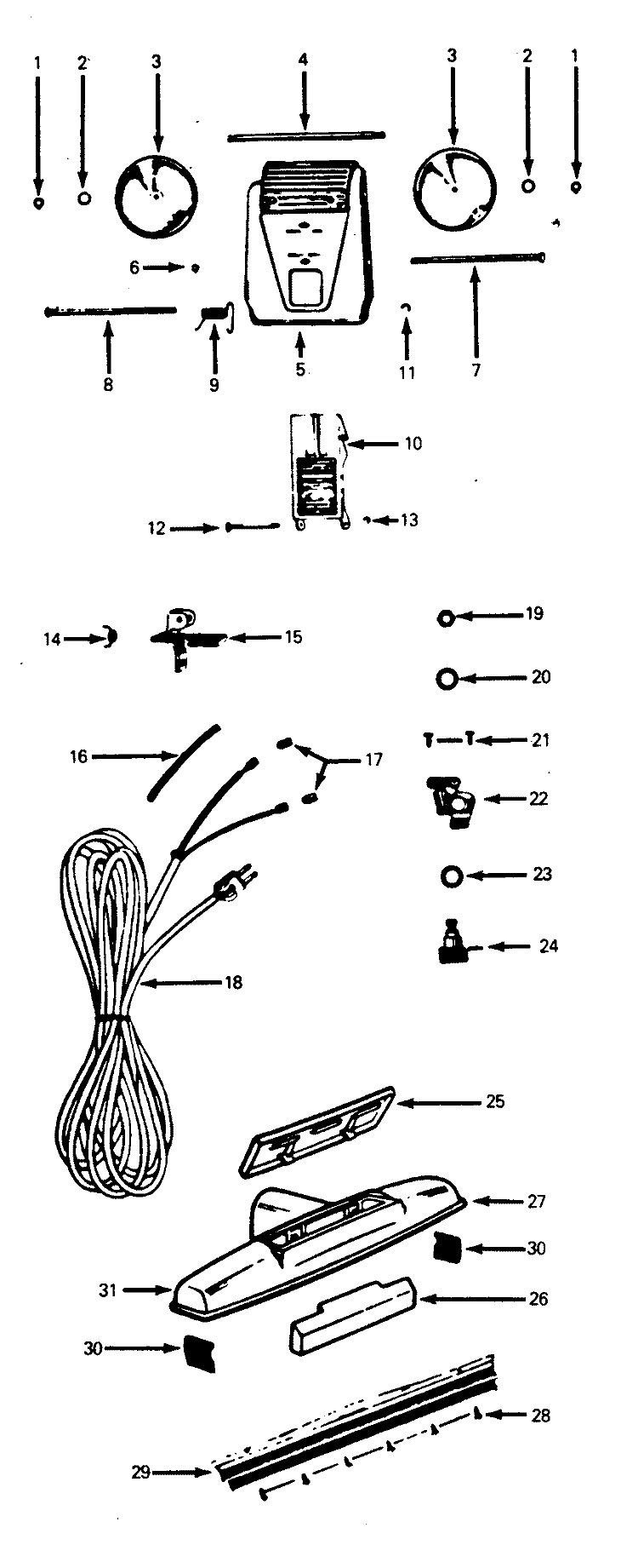 SWITCH Diagram and Parts List for 3510  Hoover Upright Vacuum