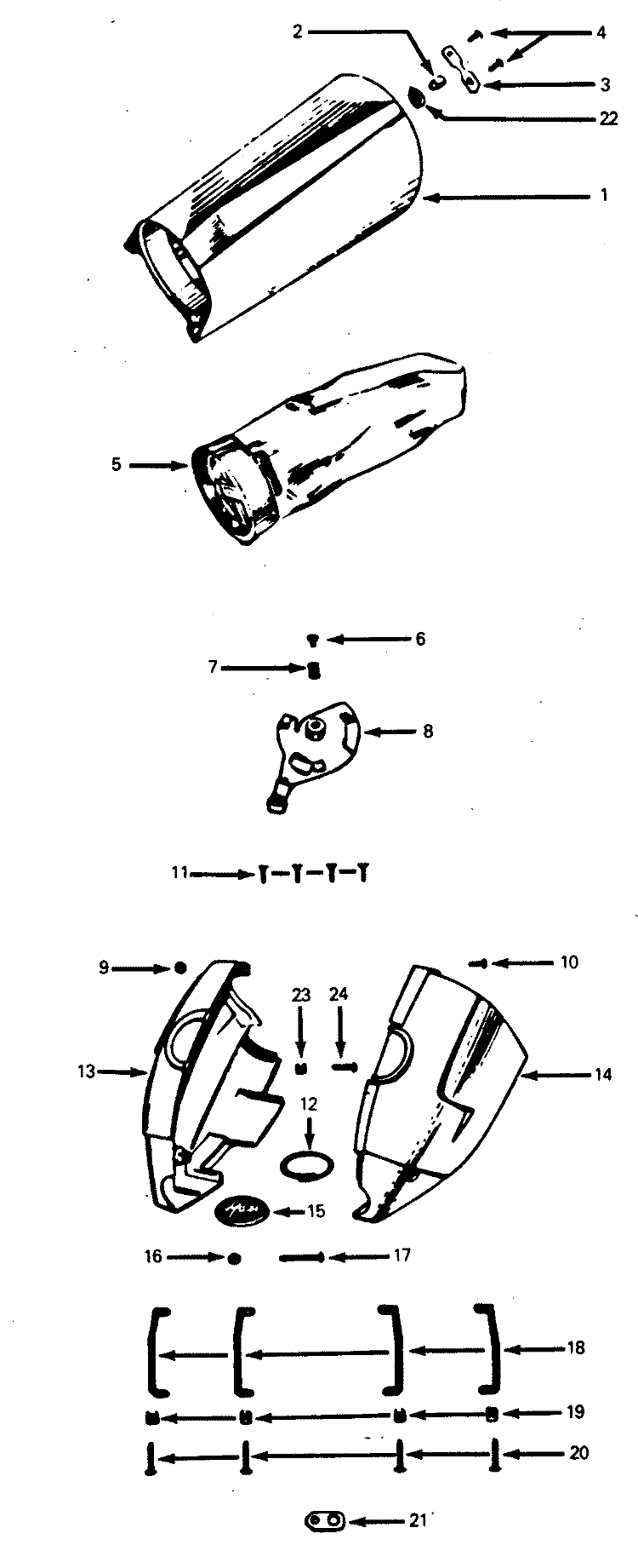 TANK Diagram and Parts List for 3510  Hoover Upright Vacuum