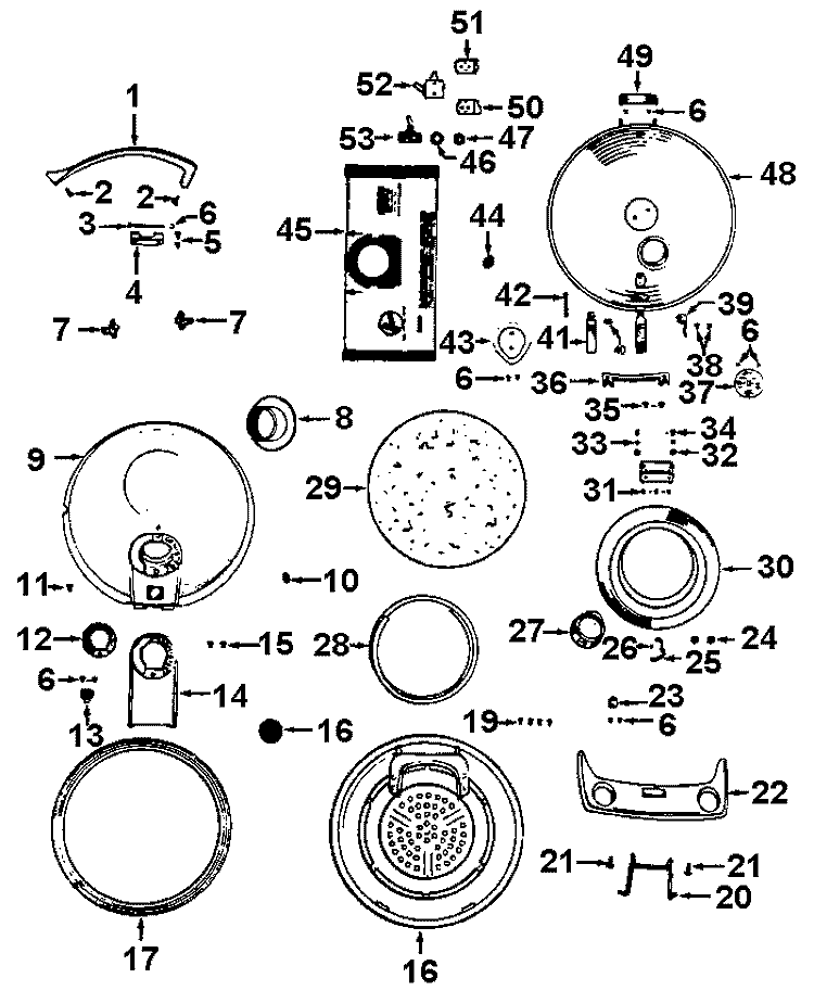 MAINHOUSING Diagram and Parts List for 434  Hoover Upright Vacuum