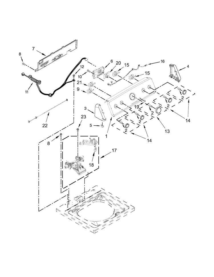 Console And Water Inlet Parts Diagram and Parts List for MVWC555DW1  Maytag Washer