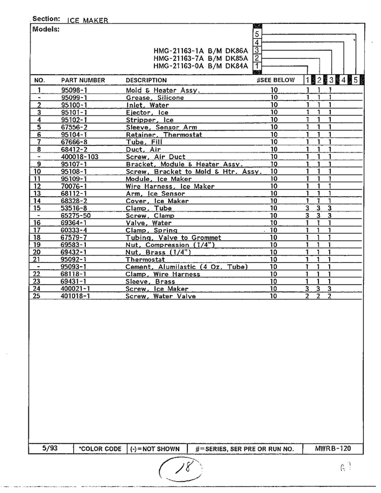Ice Maker Page 2 Diagram and Parts List for 21163-0A  Admiral Refrigerator