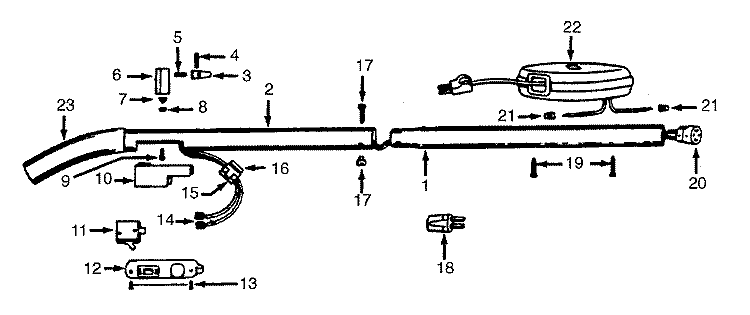 HANDLE Diagram and Parts List for 704-01  Hoover Upright Vacuum
