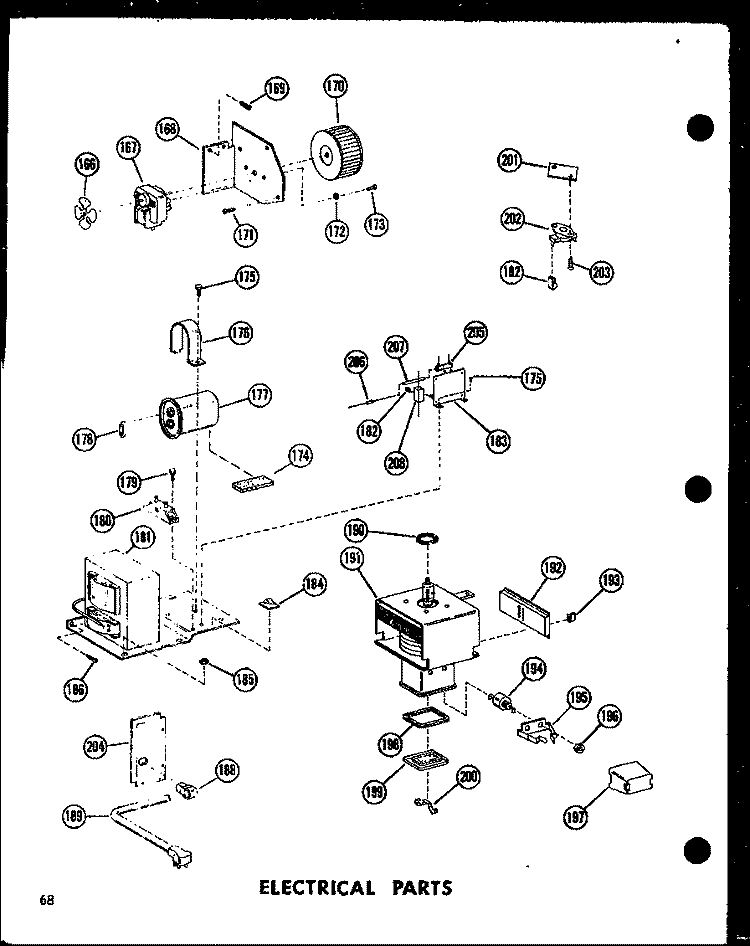 ELECTRICAL PARTS Diagram and Parts List for RC-7D P7130102M Amana Microwave