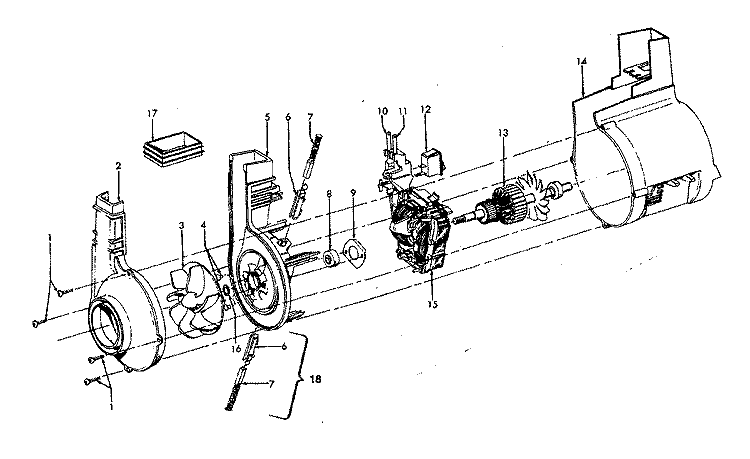MOTOR ASSEMBLY Diagram and Parts List for C1417903  Hoover Upright Vacuum