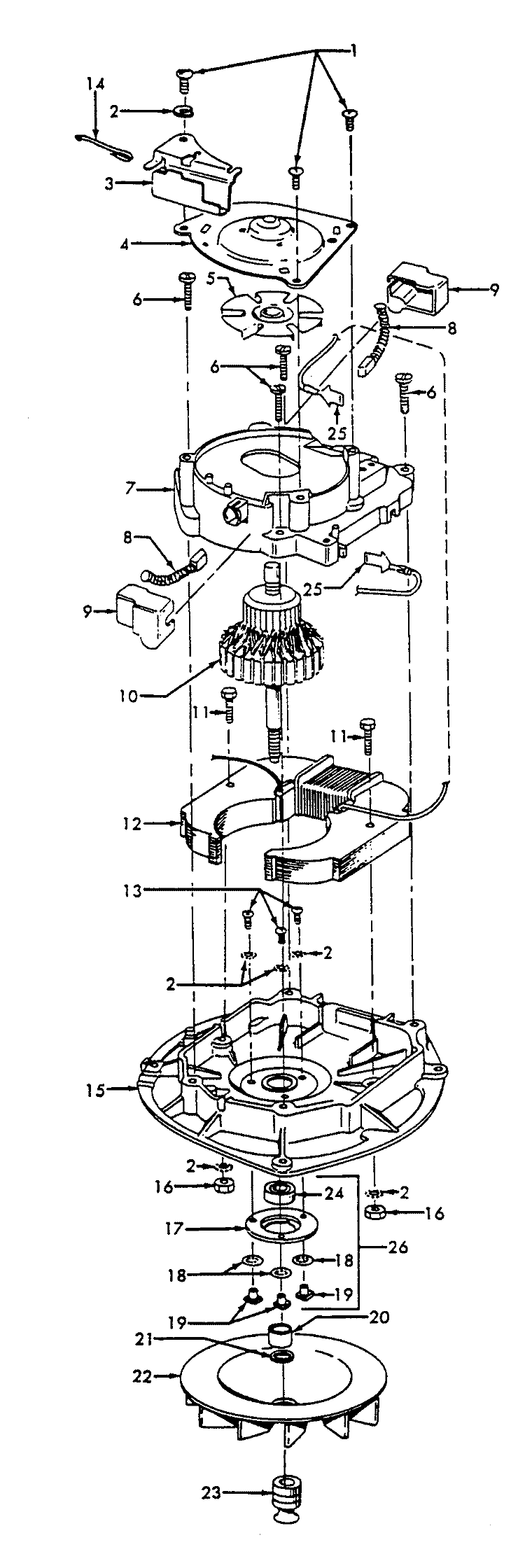 MOTOR ASSEMBLY Diagram and Parts List for C1633012  Hoover Upright Vacuum