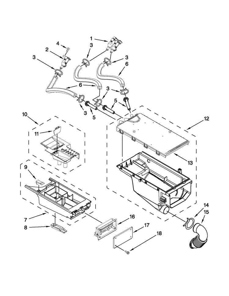 Dispenser Parts Diagram and Parts List for MLE20PDBZW1  Maytag Washer Dryer Combo