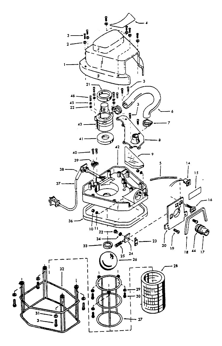 MOTOR ASSEMBLY Diagram and Parts List for C2127---  Hoover Upright Vacuum