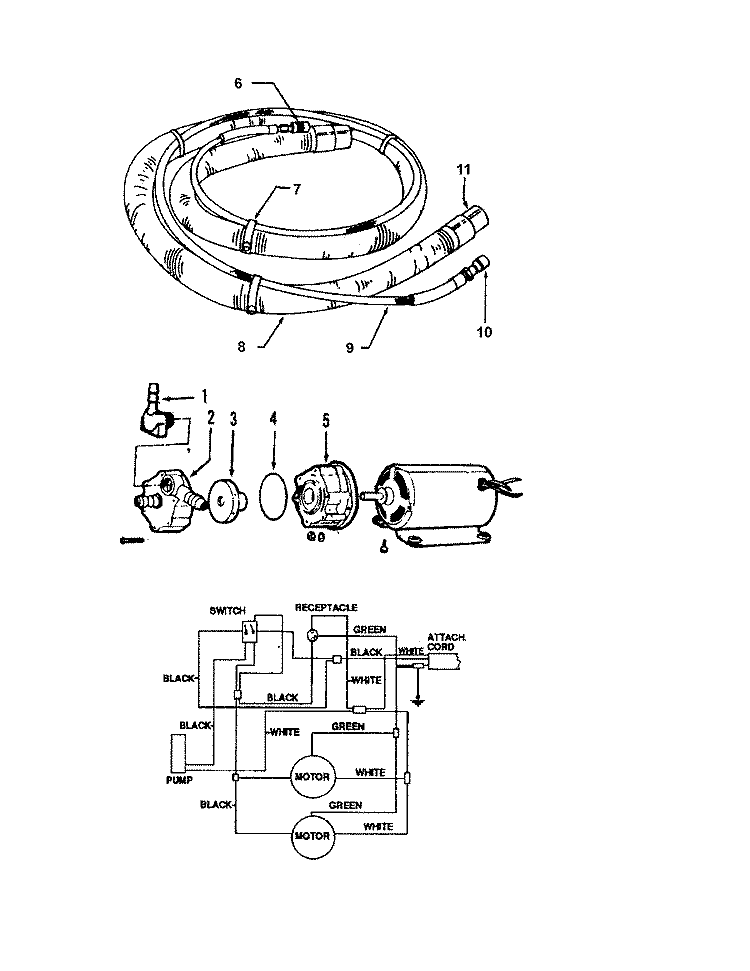 MAINBODY, MOTOR, HOSE Diagram and Parts List for C3005001  Hoover Upright Vacuum