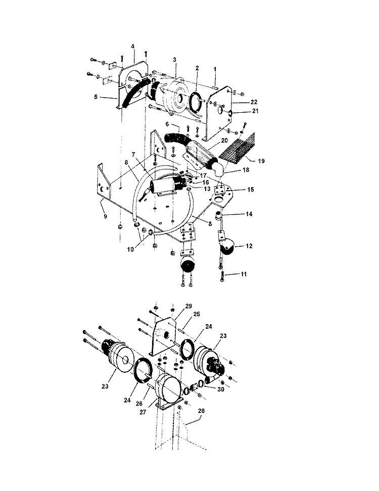 MOTOR ASSEMBLY Diagram and Parts List for C3007001  Hoover Upright Vacuum