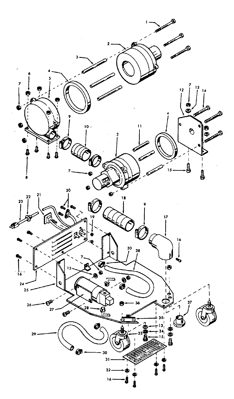 MOTOR ASSEMBLY Diagram and Parts List for C3007071  Hoover Upright Vacuum