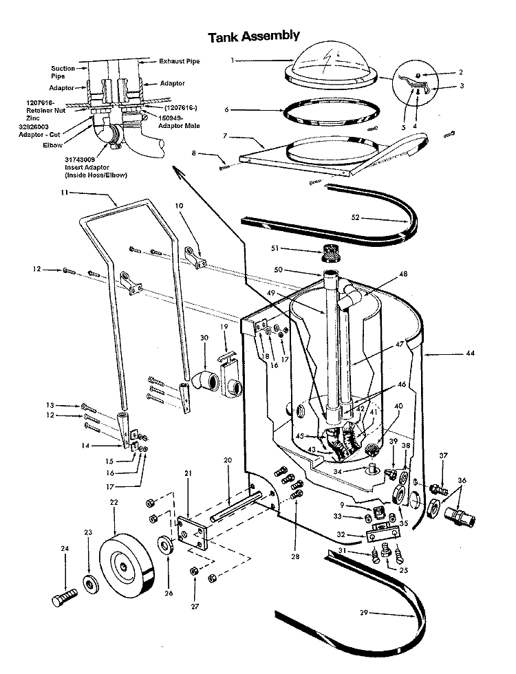 MAINASSEMBLY Diagram and Parts List for C3007100  Hoover Upright Vacuum