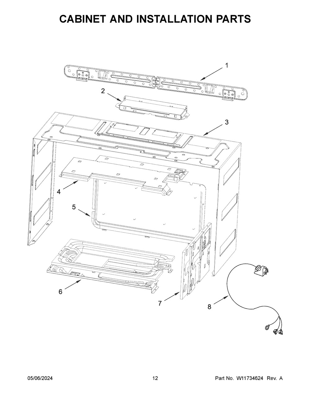 Cabinet And Installation Parts Diagram and Parts List for JMHF930RSS00  Jenn-Air Microwave