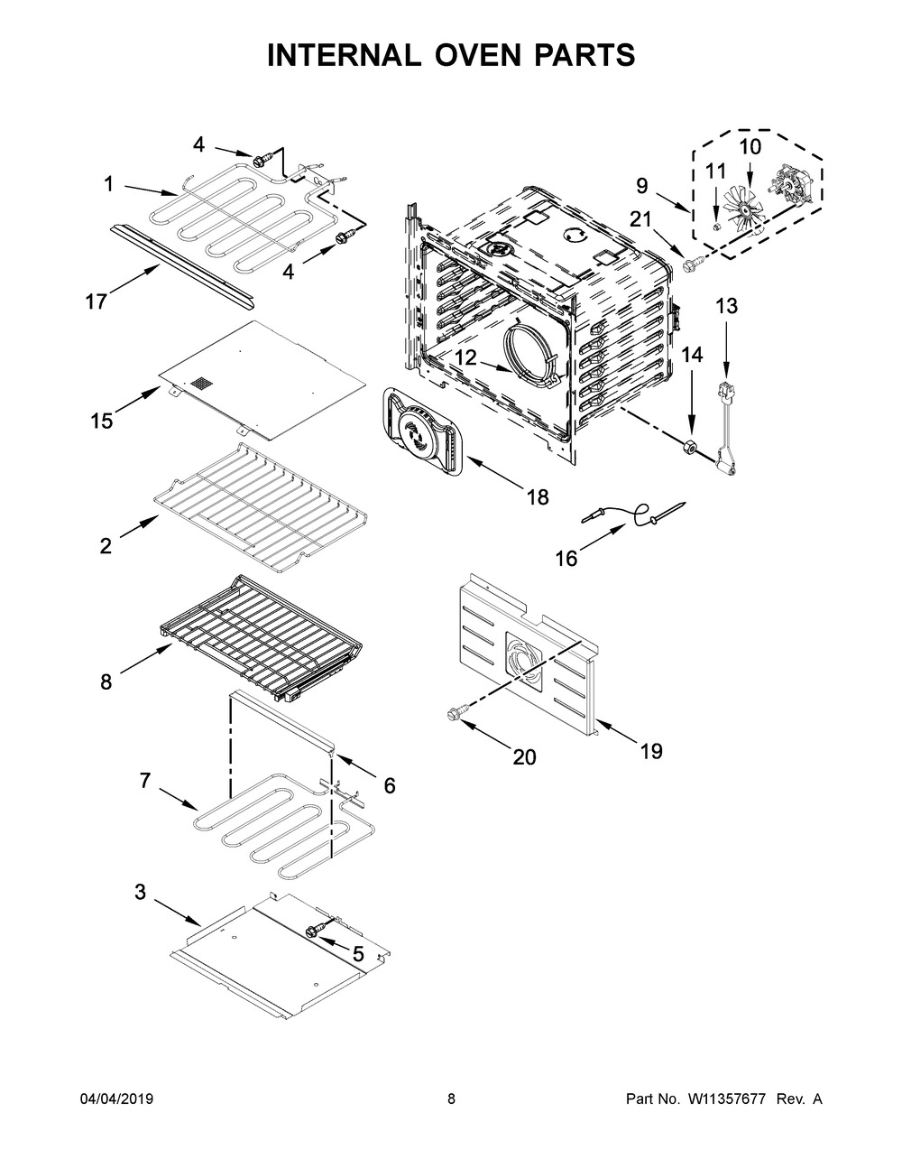 Internal Oven Parts Diagram and Parts List for JMW2430DS04  Maytag Microwave Oven Combo