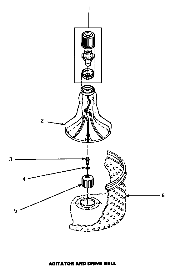 Agitator & Drive Bell Diagram and Parts List for CW8403W-P1163311WW  Crosley Washer