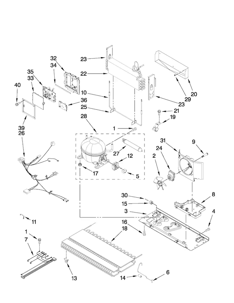 Unit Parts Diagram and Parts List for JFC2290VEP7  Jenn-Air Refrigerator