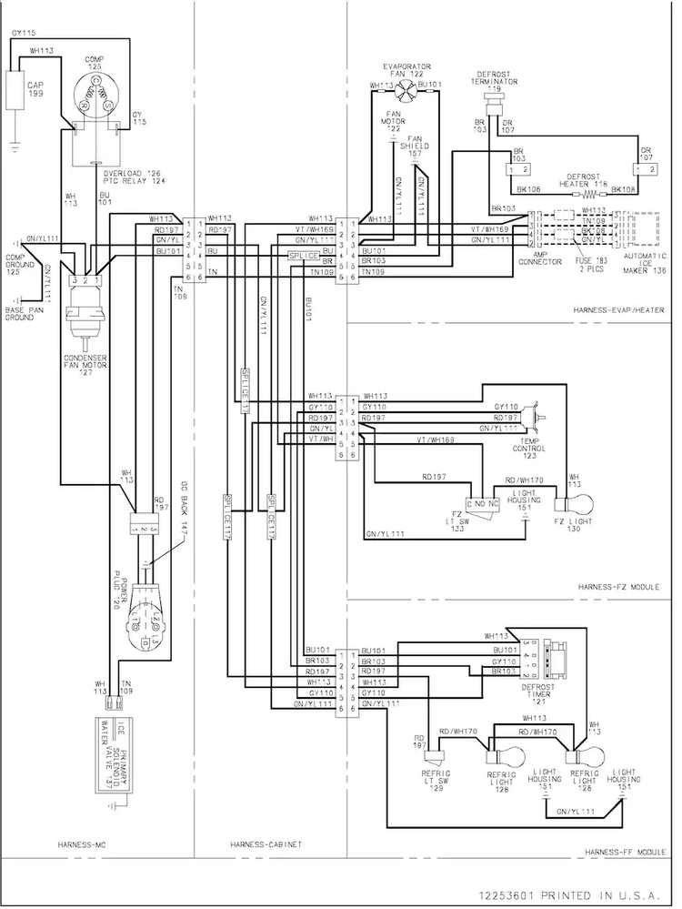 Wiring Information Diagram and Parts List for SK590-2-PSK590200W0  Maytag Refrigerator