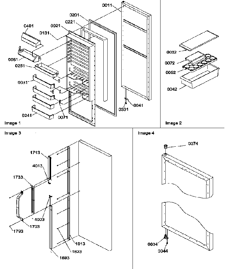 Refrigerator Door And Accessories Diagram and Parts List for SXD25S2E-P1190421WE  Amana Refrigerator