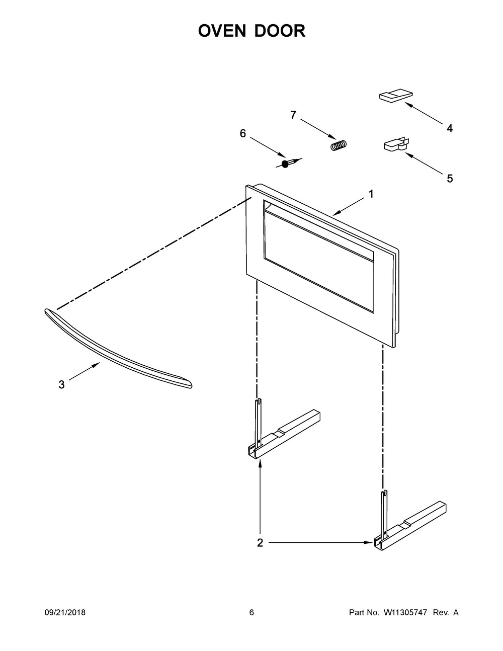 Oven Door Diagram and Parts List for JBS7524BS1  Maytag Wall Oven