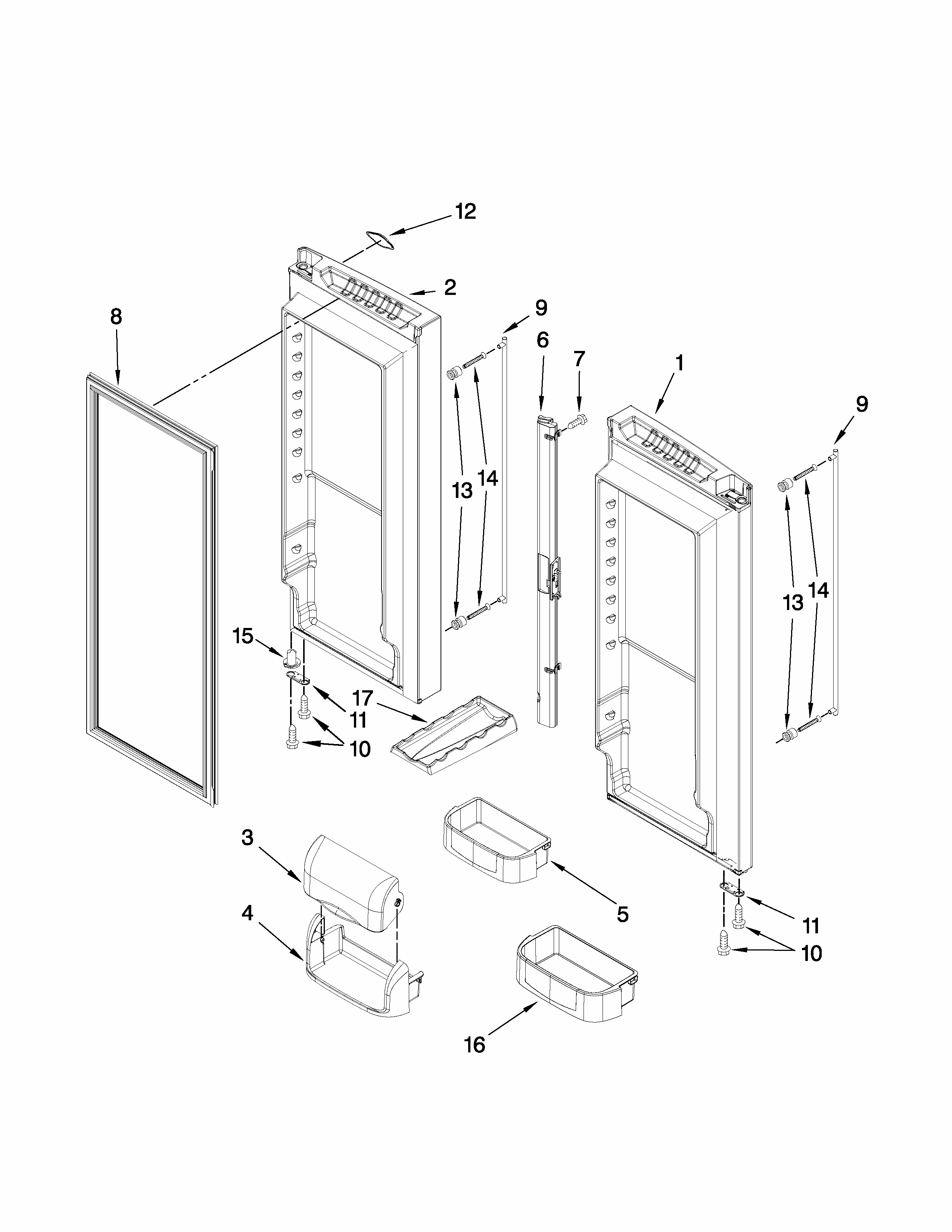 Refrigerator Door Parts Diagram and Parts List for G32526PEKS4  Maytag Refrigerator