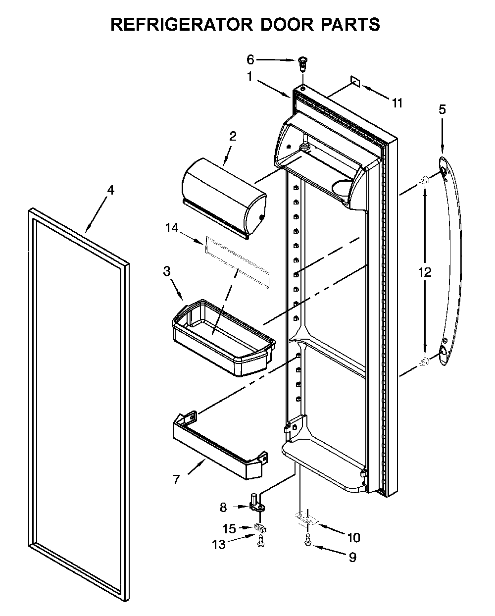 Refrigerator Door Parts Diagram and Parts List for 10651332713  Kenmore Refrigerator