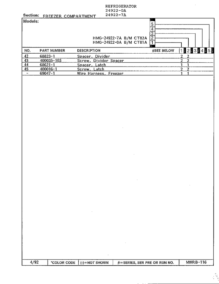 Freezer Compartment Page 3 Diagram and Parts List for 24922-7A  Admiral Refrigerator