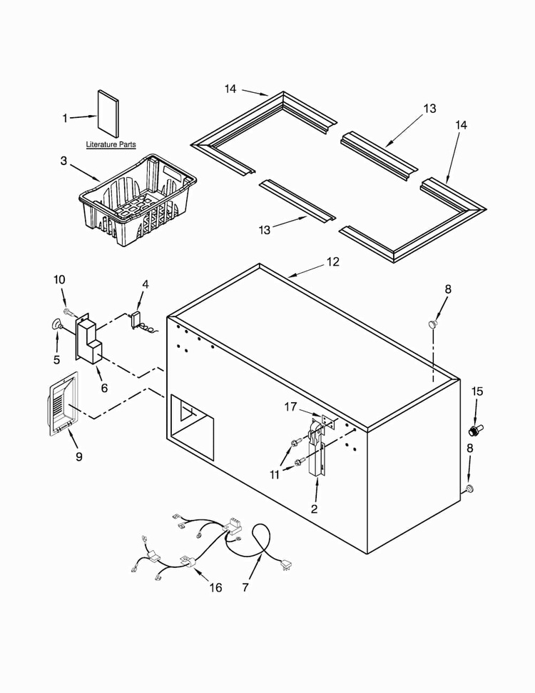 Cabinet Parts Diagram and Parts List for AZC31T22DW00  Amana Freezer