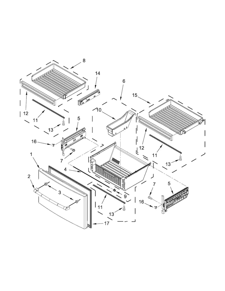 Freezer Door Parts Diagram and Parts List for JFX2897DRP02  Jenn-Air Refrigerator
