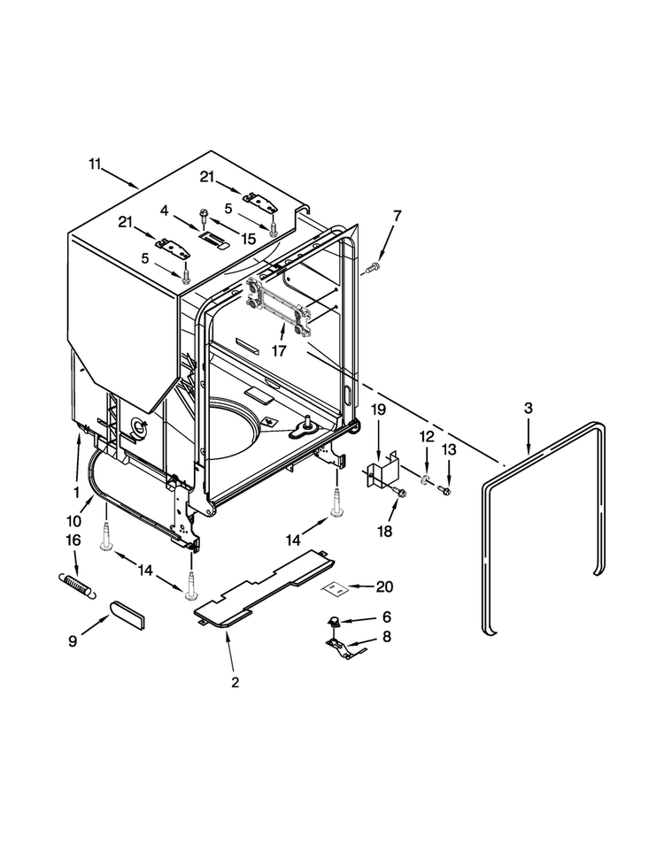 Tub And Frame Parts Diagram and Parts List for MDB6769PAW4  Maytag Dishwasher