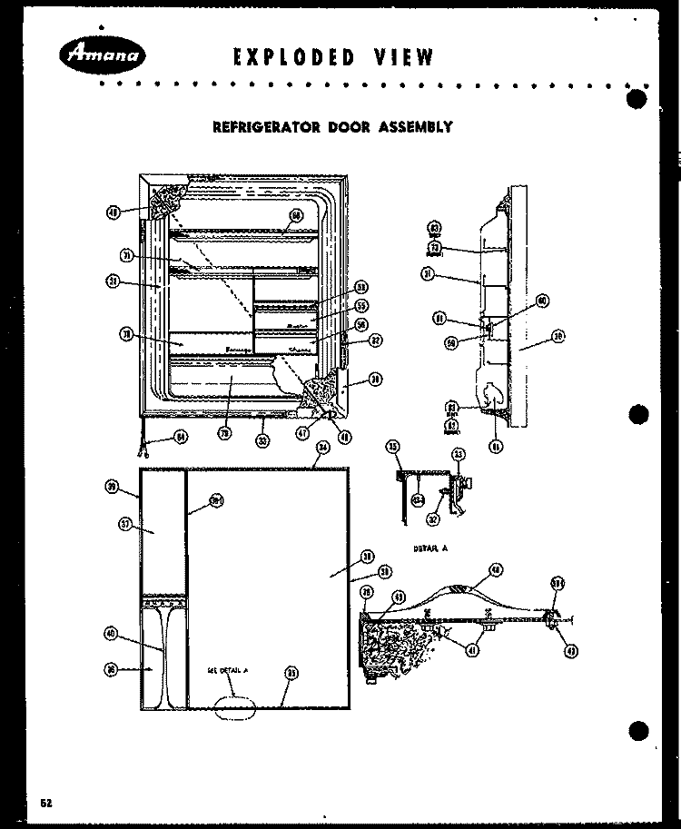 REF DOOR ASSY Diagram and Parts List for FF105L  Amana Refrigerator