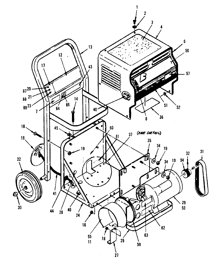 MOTOR ASSEMBLY, MAINASSEMBLY Diagram and Parts List for C4277---  Hoover Upright Vacuum