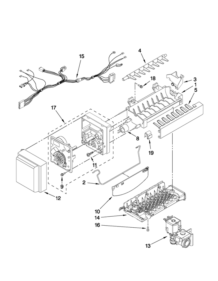 Icemaker Parts Diagram and Parts List for MFI2670XEM6  Maytag Refrigerator