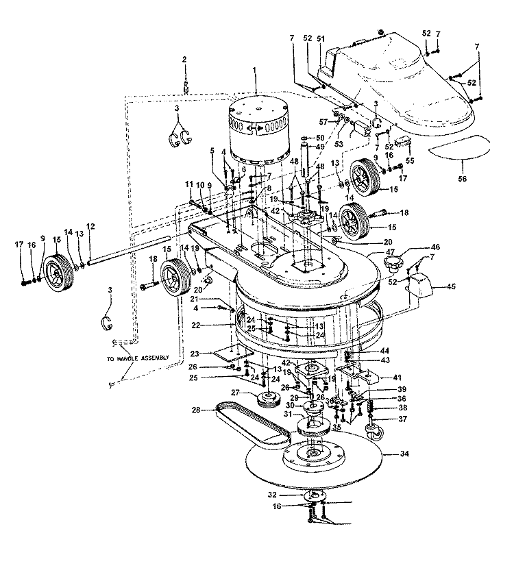 MAINBODY, MOTOR, GEARS Diagram and Parts List for C5041---  Hoover Upright Vacuum