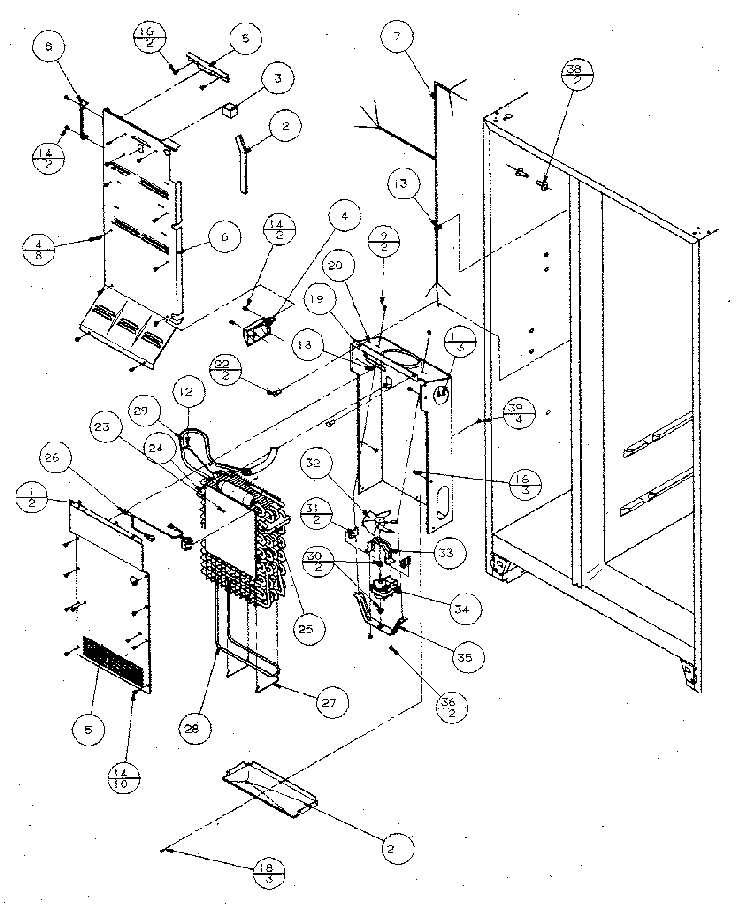 Evaporator And Air Handling Diagram and Parts List for SX120J-P7870122W  Amana Refrigerator
