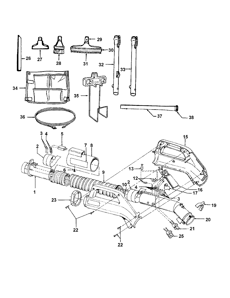 CLEANINGTOOLS, HOSE_NEWSTYLE Diagram and Parts List for CEMP3004  Hoover Upright Vacuum