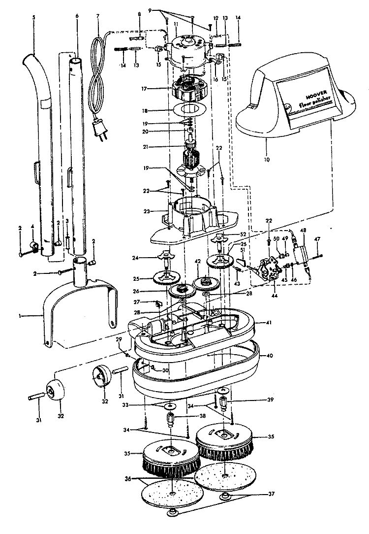 GEAR_MOTORHOUSING Diagram and Parts List for F2101073  Hoover Upright Vacuum